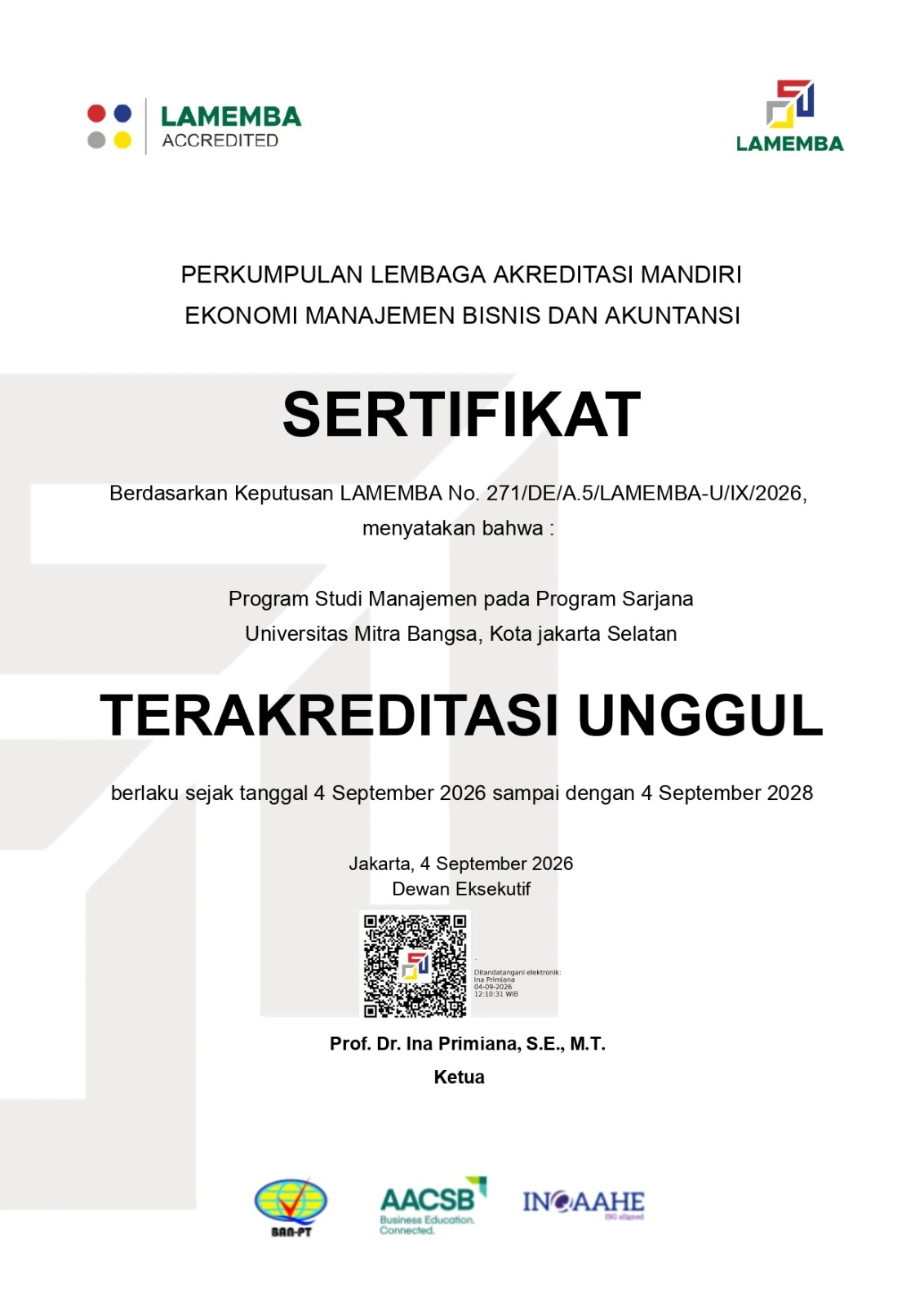 Akreditasi Program Sarjana Manajamen